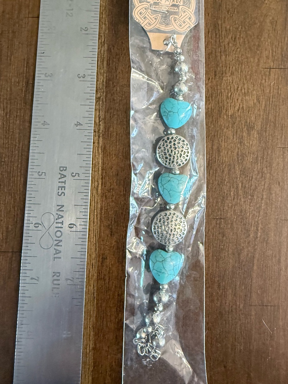 Turquoise Heart Bead Tibet Silver Bracelet